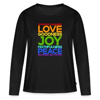 Jésus, Jésus, Jésus chrétien, Chrétien chrétien - T-shirt manches longues Premium bio Femme - noir - Devant - Julia (174cm)