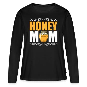 Fabrication miel Miel Abeilles Miel Pot de miel - T-shirt manches longues Premium bio Femme - noir - Devant - Julia (174cm)