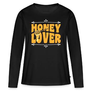 Fabrication miel Miel Abeilles Miel Pot de miel - T-shirt manches longues Premium bio Femme - noir - Devant - Julia (174cm)