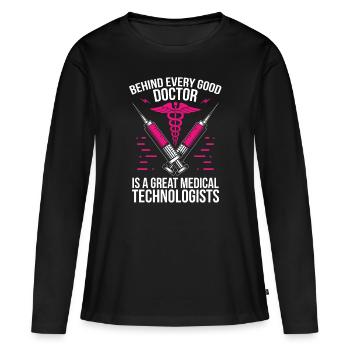 Lab Tech Behind every Good Doctor Great Medical - T-shirt manches longues Premium bio Femme - noir - Devant - Julia (174cm)