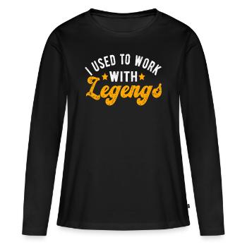 Cadeaux d’adieu collègues Changement d’emploi - T-shirt manches longues Premium bio Femme - noir - Devant - Julia (174cm)