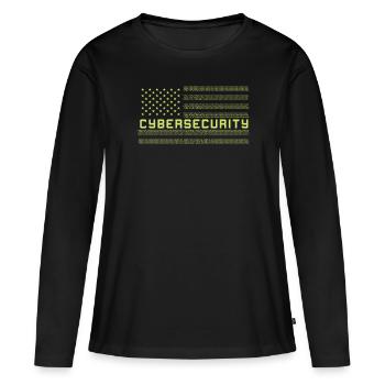 CYBERSECURITY Cybersecurity US Flag - T-shirt manches longues Premium bio Femme - noir - Devant - Julia (174cm)