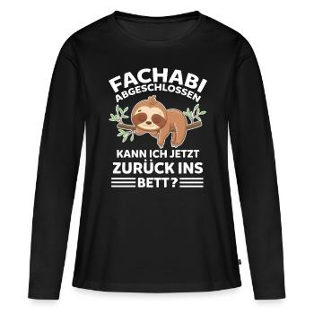Faultier Gymnasium Abschluss Schüler Gymnasiast Fa - Frauen Premium Bio Langarmshirt - Schwarz - Vorne - Julia (174cm)