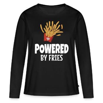 Powered By Frites Junk Food - T-shirt manches longues Premium bio Femme - noir - Devant - Julia (174cm)