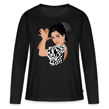 Lola - T-shirt manches longues Premium bio Femme - noir - Devant - Julia (174cm)