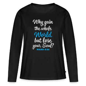 Jésus, Jésus, Jésus chrétien chrétien chrétien chrétien - T-shirt manches longues Premium bio Femme - noir - Devant - Julia (174cm)