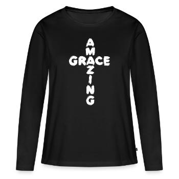 Jésus, Jésus, Jésus chrétien chrétien chrétien chrétien - T-shirt manches longues Premium bio Femme - noir - Devant - Julia (174cm)