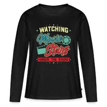 Cinéma Stars de cinéma et le ciel étoilé - Cinéma en plein air - T-shirt manches longues Premium bio Femme - noir - Devant - Julia (174cm)