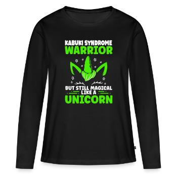 Kabuki Syndrome Awareness Green Magical Unicorn - Frauen Premium Bio Langarmshirt - Schwarz - Vorne - Julia (174cm)