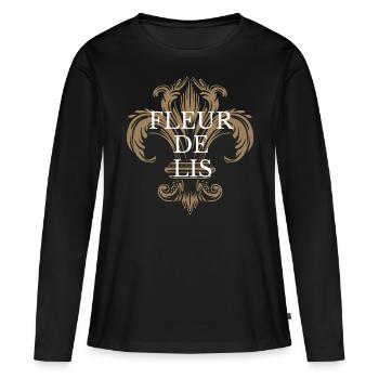 Fleur de Lis - T-shirt manches longues Premium bio Femme - noir - Devant - Julia (174cm)