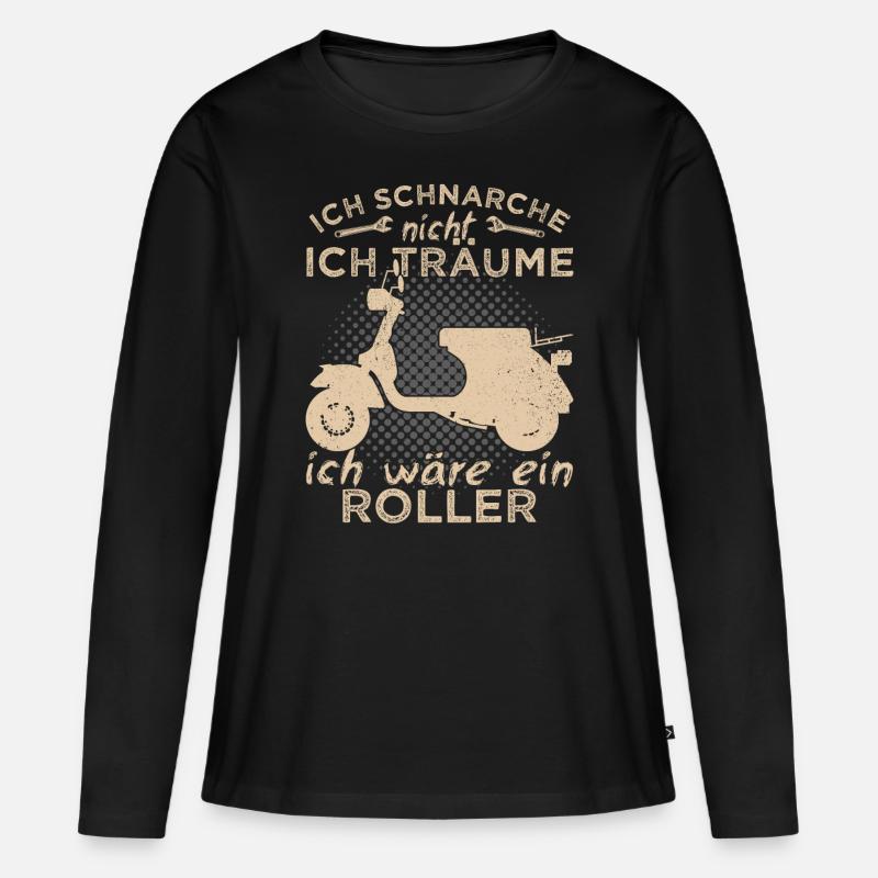 Motorroller Roller Rollerfahrer Scooter Zweirad - Frauen Premium Bio Langarmshirt - Schwarz