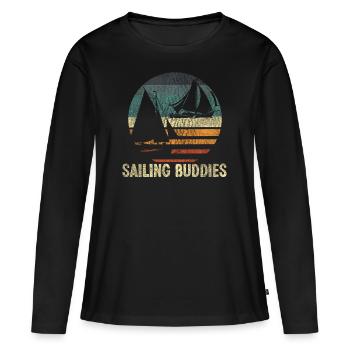 Sailing Buddies Sailboat Retro - T-shirt manches longues Premium bio Femme - noir - Devant - Julia (174cm)