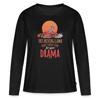 Lama voiture de sport cabriolet drame - T-shirt manches longues Premium bio Femme - noir - Devant - Julia (174cm)