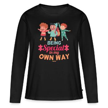 besonders Kinder Autist Autismus - Frauen Premium Bio Langarmshirt - Schwarz - Vorne - Julia (174cm)