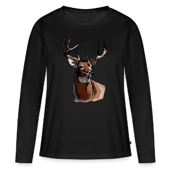 Deer hunting hunter Animal motif hunting motif Imprint - Women's Premium Organic Long Sleeve Shirt - black - Front - Julia (174cm)