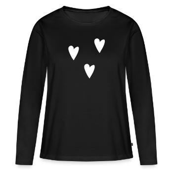 hearts heart - Women's Premium Organic Long Sleeve Shirt - black - Front - Julia (174cm)