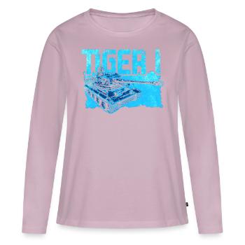 Panzer allemand Tiger 1 de la Seconde Guerre mondiale - T-shirt manches longues Premium bio Femme - rose poudré - Devant - Julia (174cm)