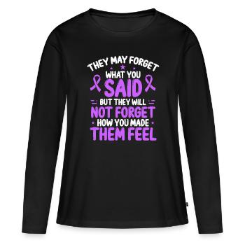 Alzheimers Awareness Ribbon Dementia Awareness - T-shirt manches longues Premium bio Femme - noir - Devant - Julia (174cm)