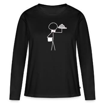 kellner servieren - Frauen Premium Bio Langarmshirt - Schwarz - Vorne - Julia (174cm)
