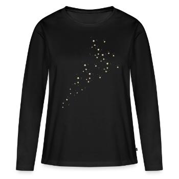 Sterne - Frauen Premium Bio Langarmshirt - Schwarz - Vorne - Julia (174cm)