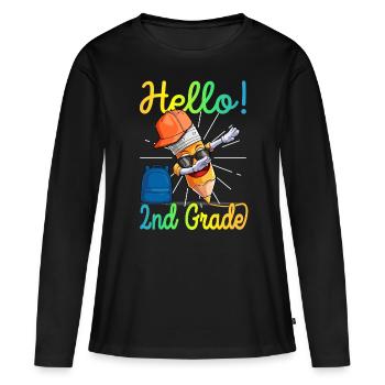 2ème année primaire primaire crayon - T-shirt manches longues Premium bio Femme - noir - Devant - Julia (174cm)