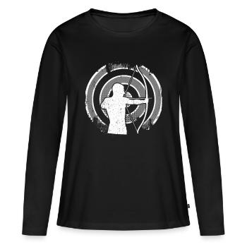 Bogenschießen Geschenk Zielscheibe Langbogen Pfeil - Frauen Premium Bio Langarmshirt - Schwarz - Vorne - Julia (174cm)