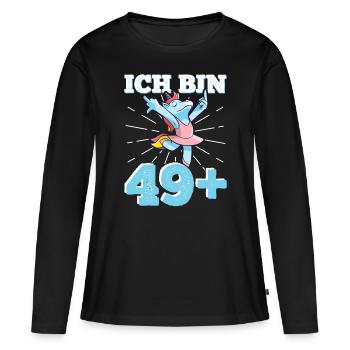 50. Geburtstag Frau 50er 50ter Ich bin 49+ plus - Frauen Premium Bio Langarmshirt - Schwarz - Vorne - Julia (174cm)