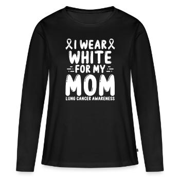 Lung Cancer Awareness Maman Maman White Ribbon - T-shirt manches longues Premium bio Femme - noir - Devant - Julia (174cm)