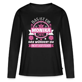 Monika Name Vorname Namenstag Namensgeschenk - Frauen Premium Bio Langarmshirt - Schwarz - Vorne - Julia (174cm)