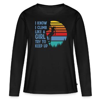 Rock Climbing Climbing Rétro Climb - T-shirt manches longues Premium bio Femme - noir - Devant - Julia (174cm)