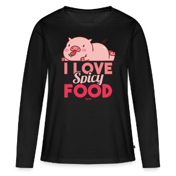 jambon de porc doux - T-shirt manches longues Premium bio Femme - noir - Devant - Julia (174cm)