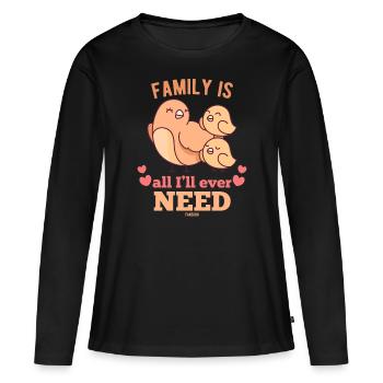 Famille d’oiseaux poussins essaim d’oiseaux - T-shirt manches longues Premium bio Femme - noir - Devant - Julia (174cm)