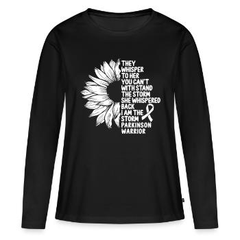 Parkinson Awareness White Ribbon the Storm - Women's Premium Organic Long Sleeve Shirt - black - Front - Julia (174cm)