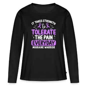 Chronic Migraine Awareness Purple Ribbon Fighter - T-shirt manches longues Premium bio Femme - noir - Devant - Julia (174cm)