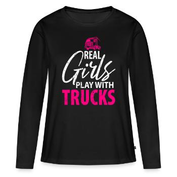 Fernfahrer LKW Fahrer Berufskraftfahrer - Frauen Premium Bio Langarmshirt - Schwarz - Vorne - Julia (174cm)