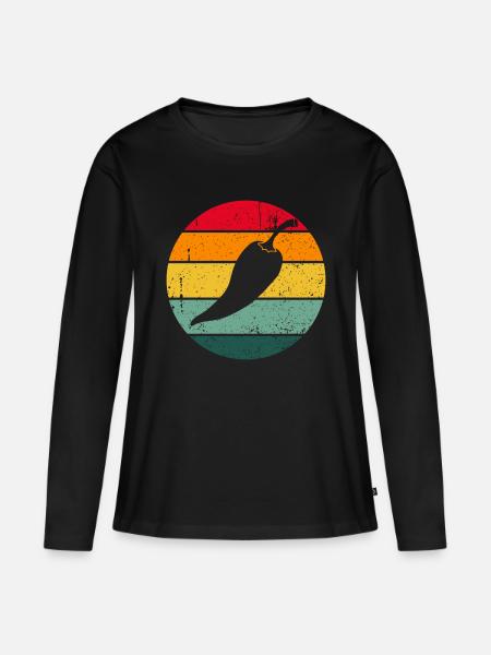 Vintage Retro Chilli Scharf Geschenk Chili - Frauen Premium Bio Langarmshirt - Schwarz