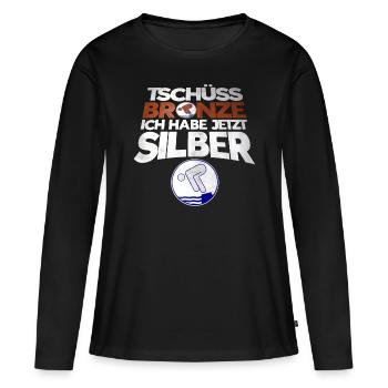 Schwimmer Schwimmprüfung Silber Geschenk - Frauen Premium Bio Langarmshirt - Schwarz - Vorne - Julia (174cm)
