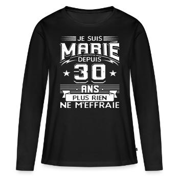 Anniversaire 30 Ans De Mariage - T-shirt manches longues Premium bio Femme - noir - Devant - Julia (174cm)