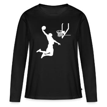 Basket basket-ball saut Slam Dunk panier - T-shirt manches longues Premium bio Femme - noir - Devant - Julia (174cm)