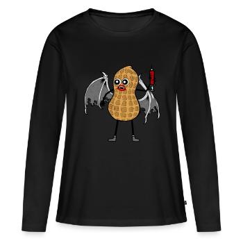Horror Erdnuss Vampir Halloween Blutsauger Spritze - Frauen Premium Bio Langarmshirt - Schwarz - Vorne - Julia (174cm)