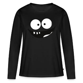 Visage qui rit - T-shirt manches longues Premium bio Femme - noir - Devant - Julia (174cm)