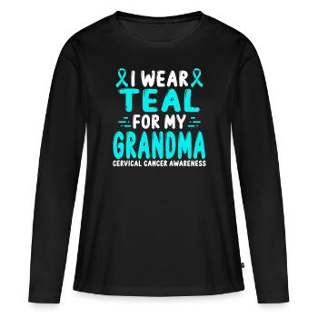 Cervical Cancer Awareness Grandmother Teal Ribbon - T-shirt manches longues Premium bio Femme - noir - Devant - Julia (174cm)