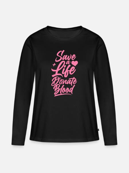 Blutspenden Blut Spenden Blutspende Blutspender - Frauen Premium Bio Langarmshirt - Schwarz