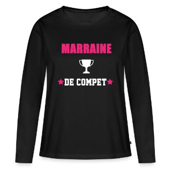 MARRAINE DE COMPET - T-shirt manches longues Premium bio Femme - noir - Devant - Julia (174cm)