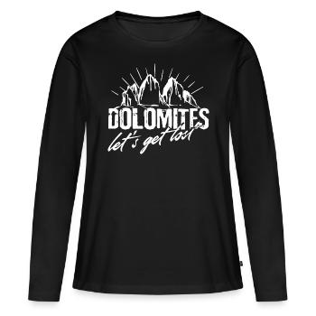 Trois 3 lanières let’s get Lost Dolomites Dolomites - T-shirt manches longues Premium bio Femme - noir - Devant - Julia (174cm)