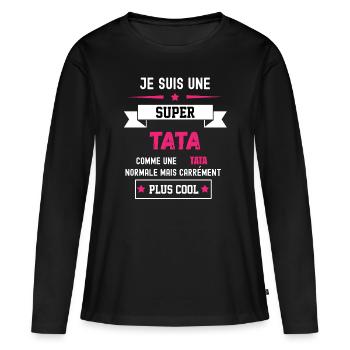 SUPER TATA COMME TATA NORMALE - T-shirt manches longues Premium bio Femme - noir - Devant - Julia (174cm)