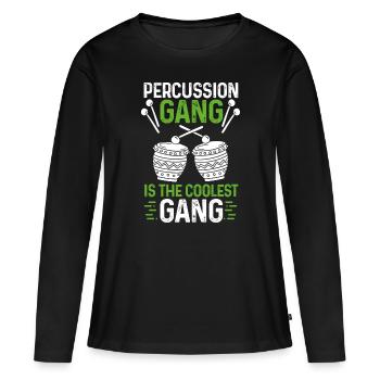Percussion Gang is the best Gang Bongo Congas - Frauen Premium Bio Langarmshirt - Schwarz - Vorne - Julia (174cm)