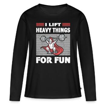 Strongman heavy things sport fitness bodybuilding - T-shirt manches longues Premium bio Femme - noir - Devant - Julia (174cm)