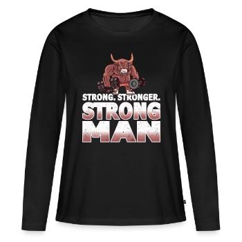 Strongman stronger gym sport fitness bodybuilding - T-shirt manches longues Premium bio Femme - noir - Devant - Julia (174cm)