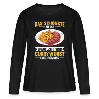 Currywurst - Frauen Premium Bio Langarmshirt - Schwarz - Vorne - Julia (174cm)